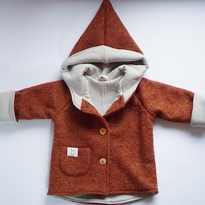 Organic boiled wool jacket for children, jacket made of 100% new wool