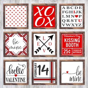 Valentine Mini Signs 4"x4" Tiered Tray Signs | Valentine's Day Décor | Tiered Tray Décor | Framed Mini Sign | February 14 | Gift for Her