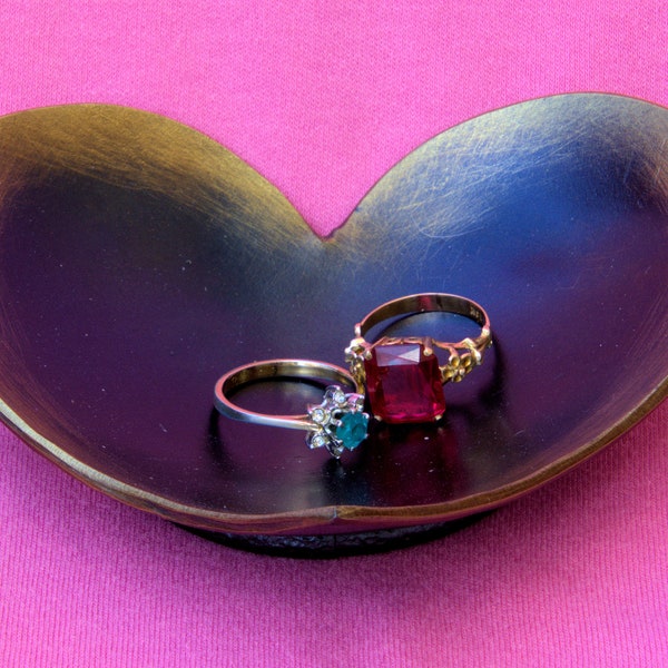 Hand forged heart-shaped trinket bowl, ringbearer bowl