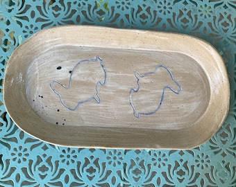 Ceramic Platter with Bunnies