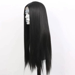 Black Straight Long Lace Wig Synthetic Heat Resistant Wigs for Women