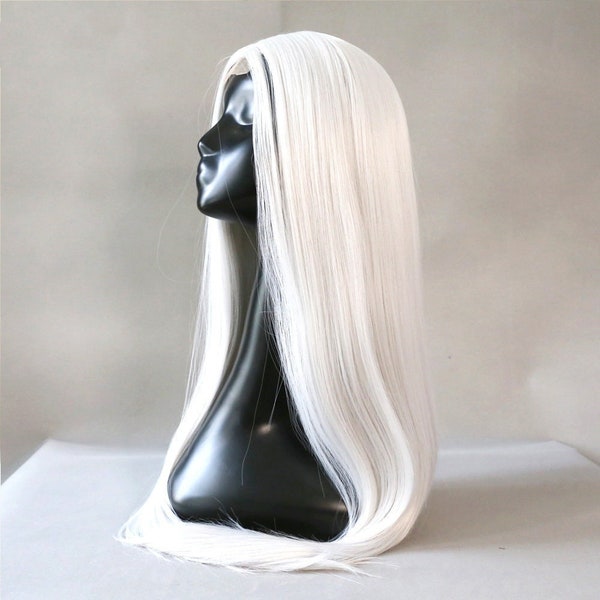 Silver White Long Lace Front Wig Platinum Blonde Straight Hair Synthetic Cosplay Wigs for Women
