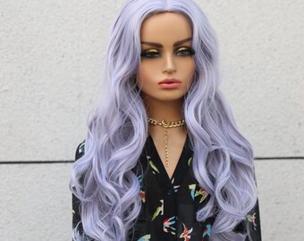 Lilac Blue Curly Wig Long Synthetic Wigs for Women Colorful Wig High Quality Non Lace Wig