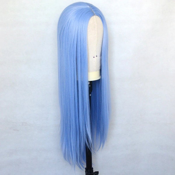 Light Blue Long Synthetic Cosplay Wig High Quality Heat Resistant Wigs for Women