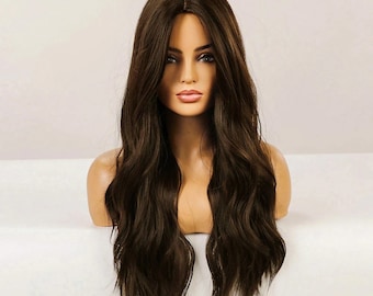 Dark Warm Chocolate Brown Synthetic Heat Resistant Wig for Women