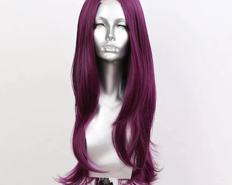 Purple Straight Hair Lace Front Synthetic Wig Heat Resistant High Quality Cosplay Wigs for Women