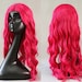 Hot Pink Curly or Straight Long Wig Lace Front Synthetic Wigs High Quality Heat Resistant