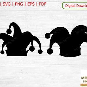Clown Hat SVG, Jester Hat SVG, Fool Bells Hat, Funny Cap, Vector Jester, Hat Cut-bestand, Hoed Silhouet, Hoed Afbeelding, Digitale Download