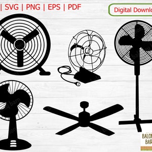 Ventilateur des cliparts SVG, Silhouette de ventilateurs, ventilateur de plafond, lucarne de sol, ventilateur de Table de bureau, air oscillant, rotation Blow Cool, téléchargement numérique
