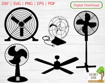 Fan Clipart SVG, Fans Silhouette, Ceiling Fan, Floor Lufter, Desktop Desk Table Fan, Oscillating Air, Rotating Blow Cool, Digital Download