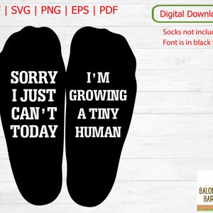 Presente para nova mamãe, Presente para chá de bebê, Desculpe, não posso, Gerando um pequeno humano, No útero, Frase de meia para nova mamãe, Presente para grávida, Download digital