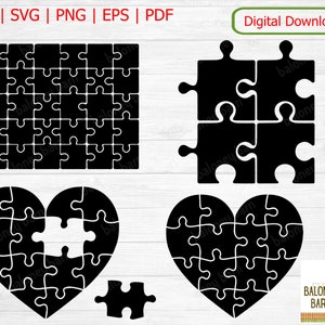 Clipart de quebra-cabeça, quebra-cabeças SVG, jogo de família, passar o tempo, silhueta de quebra-cabeça, peça faltante, jogo de quebra-cabeça de coração, pensamento cerebral, download digital