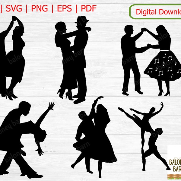 Dance Clipart, Dancing Decal, Dancing Silhouette, Slow Dance, Ballroom Dancing, Whirl Twirl, Ballet Couple, Couples Dance, Digital Download