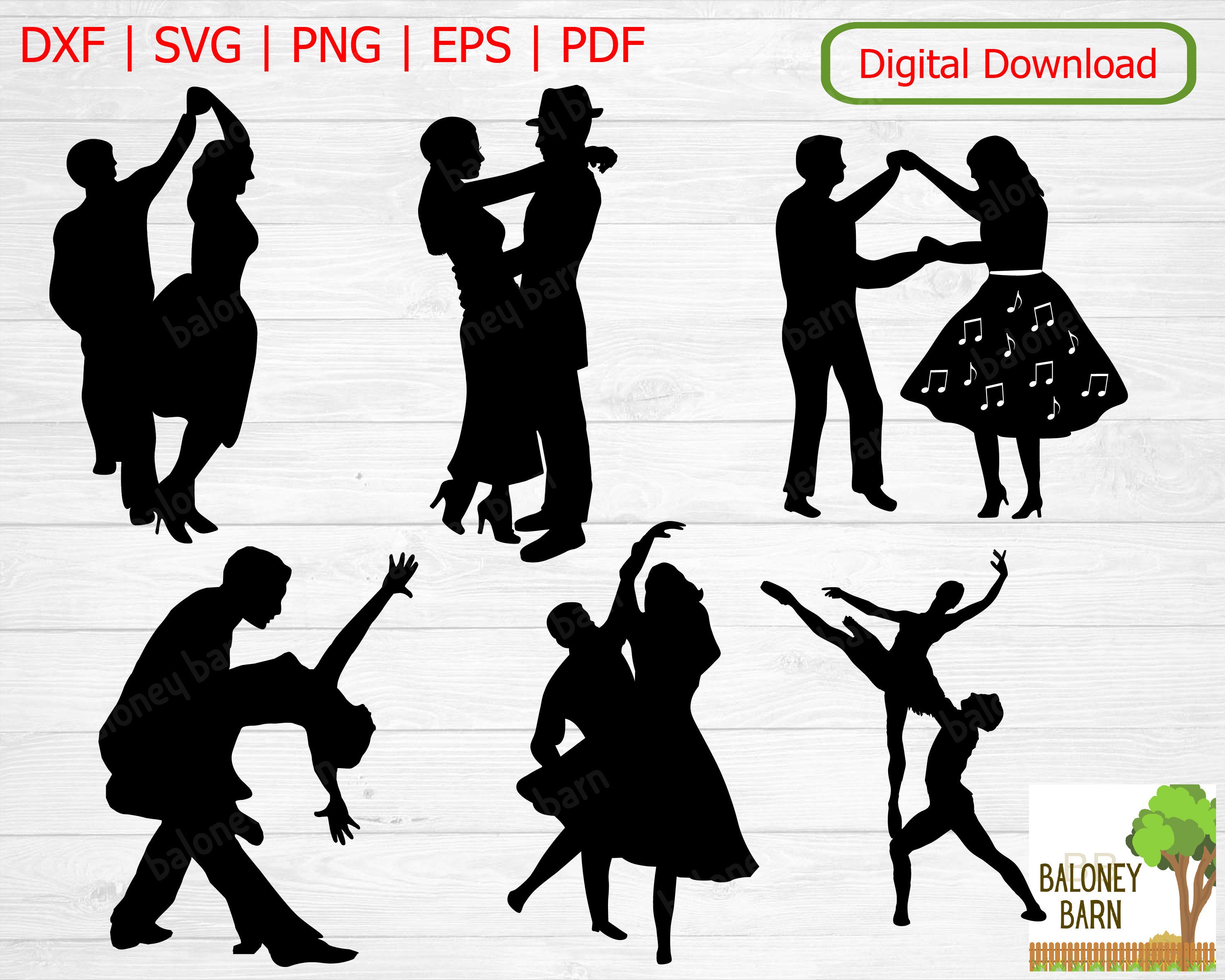 Dance Clipart Dancing Decal Dancing Silhouette Slow Dance Etsy