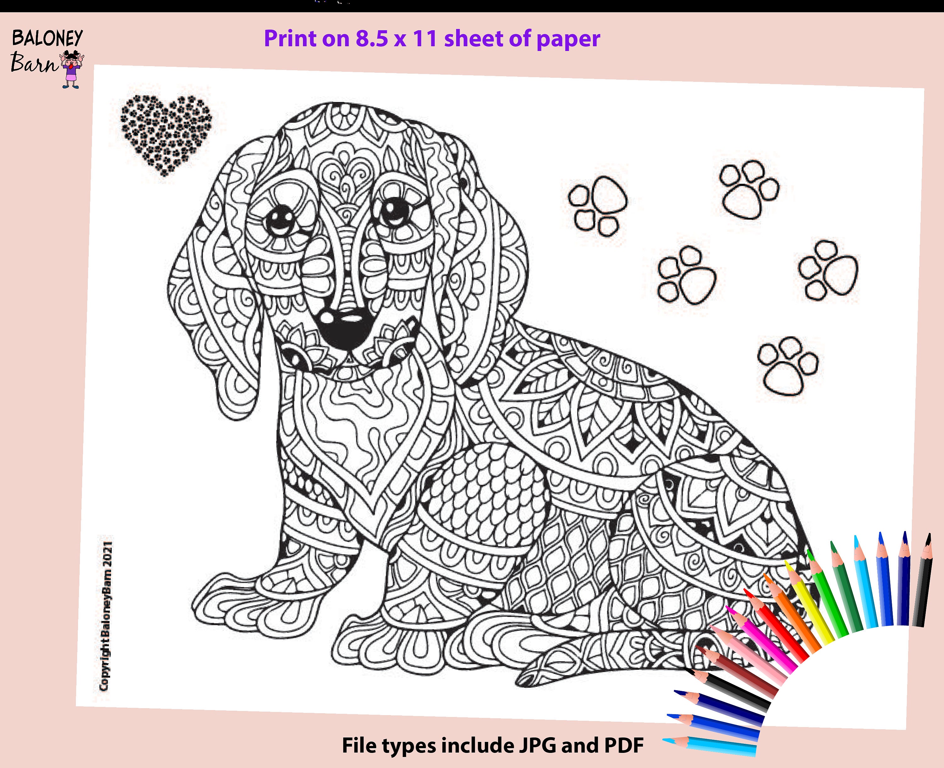 Dog Coloring Pages Paw Prints Paws Coloring Sheet | Etsy