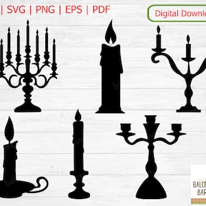Candle Clipart, Candle Holder SVG, Candles Silhouette, Candelabra Image, Kerze Kerzen Decal, Candlestick SVG, Candle Stick, Digital Download