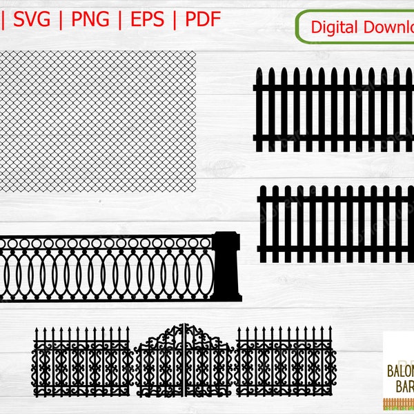 Fence Gate Clipart, Fence SVG, Barrier Partition, Entry Gates, Chain Link, Tor Zaun, Wood Fence Railing, Picket Fence, Digital Download