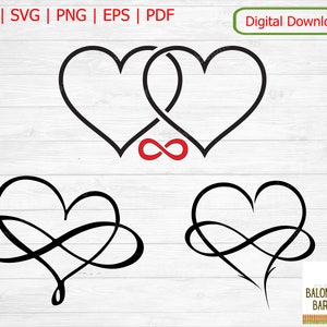 Infinity Heart Clipart, Infinity Love SVG, Heart Silhouette, Forever Love, Unconditional Everlasting Love, Infinity Decal, Digital Download