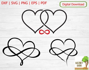 Clipart de corazón infinito, SVG de amor infinito, silueta de corazón, amor eterno, amor incondicional y eterno, calcomanía de infinito, descarga digital