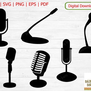 Microphone Clipart, Mic SVG, Microphone Silhouette, Mikrofon Desktop, Mic Record, Music Recording, Sing Radio, Audio Mic, Digital Download