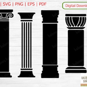 Pillar SVG, Pillar Clipart, Spalte Silhouette, Plant Stand, Column Decorative, Roman Saule Decal, Pillar Vector Image, Digital Download