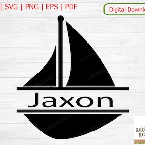 Sailboat Monogram SVG, Split Monogram, Custom Name, Nautical SVG, Boat Segel Boot, Personalized Monogram, Sailing Clipart, Digital Download