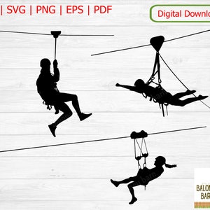 Zipline Clipart, Zip Line SVG, Adventure Silhouette, Sport Sport, Ziplining Extrem, Thrill Thrilling, Death Slide Wire, digitaler Download