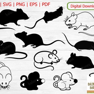 Mouse Clipart, Mice SVG, Mouse Silhouette, Pest Vermin, Field Mouse Decal, Rodent Animal, Maus Musiz, Cartoon Mouse, Digital Download
