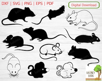 Mouse Clipart, Mice SVG, Mouse Silhouette, Pest Vermin, Field Mouse Decal, Rodent Animal, Maus Musiz, Cartoon Mouse, Digital Download