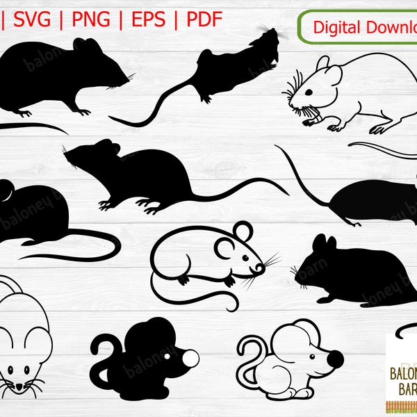 Maus Clipart, Mäuse SVG, Maus Silhouette, Pest Ungeziefer, Feldmaus Aufkleber, Nagetier, Maus Musiz, Cartoon Maus, digitaler Download