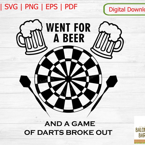 Went For Beer, Game Darts, Broke Out, Dart Board Decal, Dartboard Silhouette, Bar Game, Pfeil Pfeile Target, Sport Shoot, Digital Download