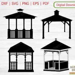 Gazebo Clipart, Pergola SVG, Silhouette Gazebo, Patio in tela, Tenda da matrimonio, Giardino 4 pali, Posto a sedere, Chiosco Pavillon, Download digitale
