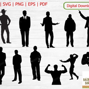 Mann Clipart, männlich SVG, Mann Silhouette, Muskelmann, männliche Figur Abziehbild, Cowboy Figur, Kerl im Anzug, Business Man, Casual Men, digitaler Download