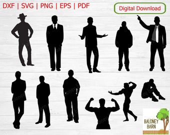 Man Clipart, Male SVG, Man Silhouette, Muscle Man, Male Figure Decal, Cowboy Figure, Guy In Suit, Business Man, Casual Men, Digital Download