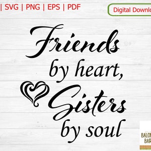 Amigas de Coração SVG, Irmãs de Alma, Irmãs Ligadas, Adesivo de Melhor Amiga, Melhores Amigas para Sempre, Caneca Térmica, Presente de Aniversário para Irmã, Download Digital