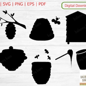 Bijenkorf clipart, bijenhuis SVG, bijenkorf silhouet, honingpot, honingpot, bijennest, wespennest, wespennest, wespennest, digitale download