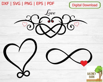 Clipart de corazón infinito, SVG de amor infinito, silueta de corazón, amor eterno, calcomanía de corazón infinito, descarga digital