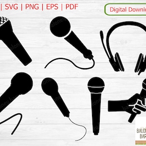 Microphone Clipart, Mic SVG, Microphone Silhouette, Mikrofon Desktop, Mic Record, Music Recording, Sing Radio, Audio Mic, Digital Download
