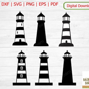 Farol Clipart, Farol SVG, Farol Náutico, Silhueta de Farol, Luz de Torre de Vigia, Torre de Vigia, Oceano Mar, Download Digital
