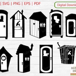 Buiten toilet clipart, potje huis SVG, buiten toilet, camping toilet, toiletschuur sticker, toilet buiten, watercloset, digitale download