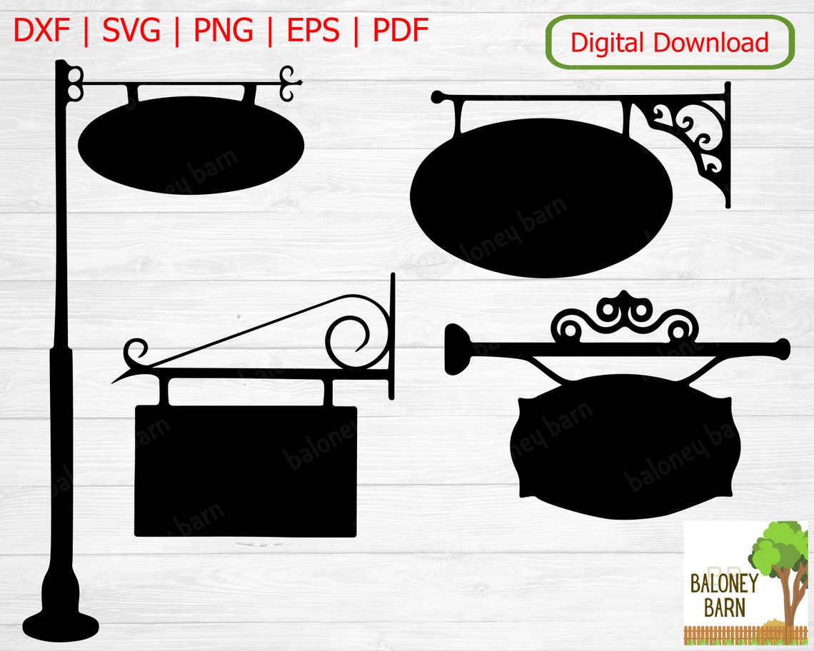 Sign Silhouette Fancy Sign Clipart, Sign SVG, Sign Silhouette, Hanging Sign, Bar Zeichen, Pub ...