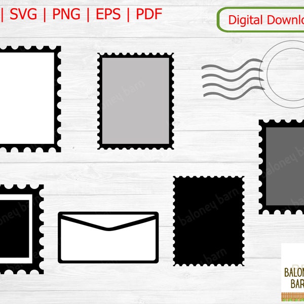 Stamp Clipart, Stamp SVG, Stampfen Silhouette, Postage Image, Briefmarke Postal Postmark, Mail Envelope, Cutting File, Digital Download