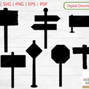 Señal de stop SVG, silueta de señal, dirección de carretera, flecha, nombre, poste de madera, logotipo de poste de calle, descarga digital