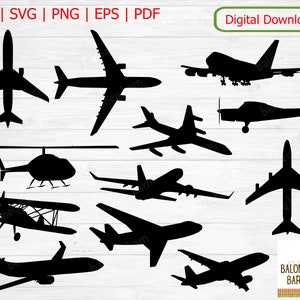 Airplane Clipart, Plane SVG, Jet Clip Art, Helicopter Image, Propeller Plane Silhouette, Jumbo Jet Decal, Aircraft SVG, Instant Download