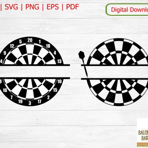 Dartboard Monogram Clipart, Split Monogram, Custom Name, Darts Sport, Dart Board, Bar Game Image, Personalize Pfeil Pfeile, Digital Download