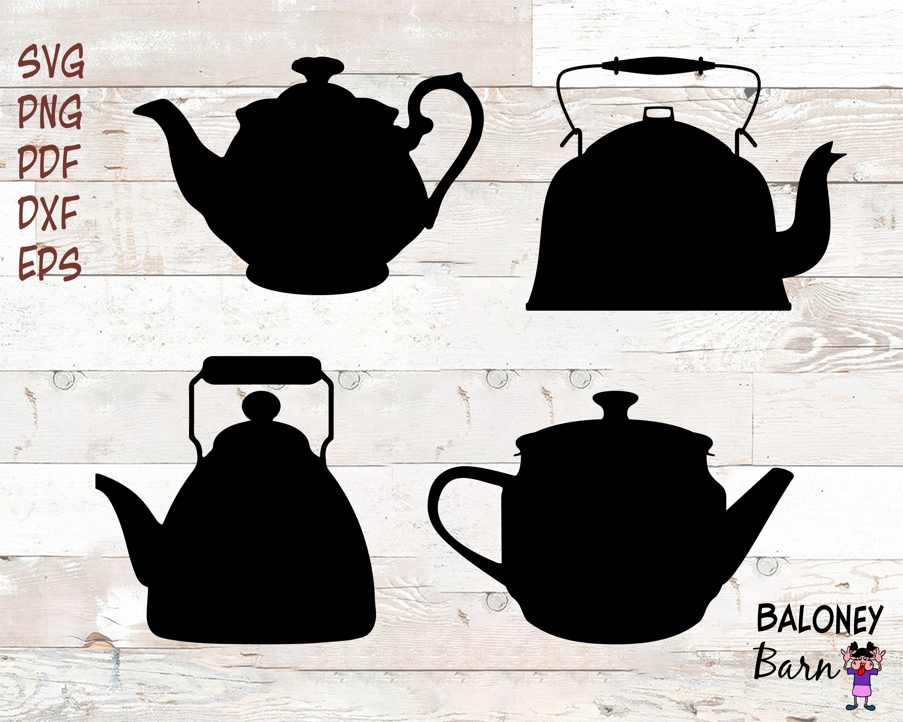 Teapot SVG Kettle Silhouette Cup of Tea Teapot Decal Etsy