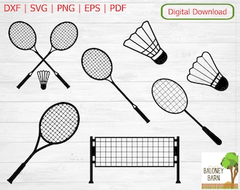 Badminton Clipart, Racket Sport, Tennis Racket, Shuttlecock Birdie, Racquet Game, Sports Net, Court Exercise, Rackets Play, Digital Download