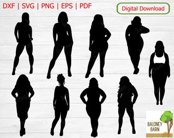 Curvy Sexy Woman Silhouette SVG/ Plus Size Girl PNG/ Curvy BBW Girl