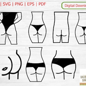 Bum Clipart SVG, Sexy Esel, weibliches Gesäß, männlicher Arsch, frecher Hintern, Frau Wangen, Hintern Arsch, kurviger Hintern, nackter Esel, digitaler Download