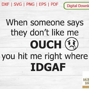 Don&#39;t Like Me SVG, Someone Says, Ouch IDGAF, Hit Me, Don&#39;t Care, Tumbler Mug, Rude Shirt Quote, Sarcastic Birthday Gift, Digital Download
